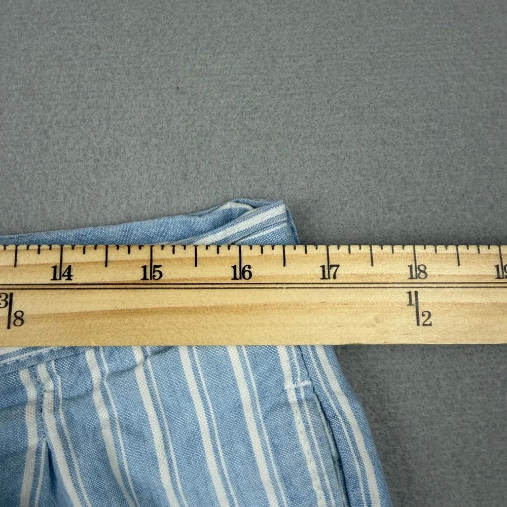 Vintage 90s Duck Head Mens 36 Blue White Striped Pleated Chino Shorts Duck Logo